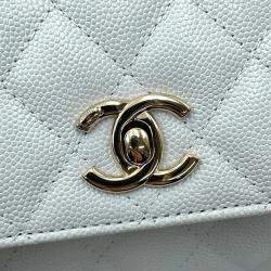 Pre Owned Chanel Coco Handle Mini Light Blue Caviar Leather Top Handle Bag