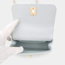 Pre Owned Chanel Coco Handle Mini Light Blue Caviar Leather Top Handle Bag