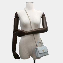 Pre Owned Chanel Coco Handle Mini Light Blue Caviar Leather Top Handle Bag
