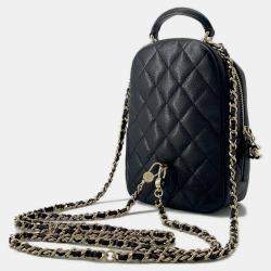 Pre Owned Chanel Matelasse Mini Black Caviar Leather Shoulder Backpack