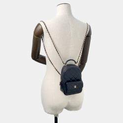Pre Owned Chanel Matelasse Mini Black Caviar Leather Shoulder Backpack