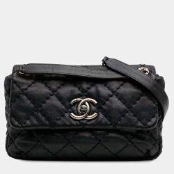 Pre Owned Chanel Navy Blue Medium Quilted Calfskin Love Me Tender Flap