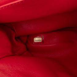 Pre Owned Chanel Red CC Quilted Patent Clutch with Chain