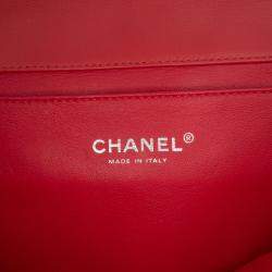Pre Owned Chanel Red CC Quilted Patent Clutch with Chain