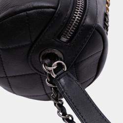 Pre Owned Chanel Black Calfskin Signature Chain 20s Bowling Bag