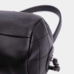 Pre Owned Chanel Black Calfskin Signature Chain 20s Bowling Bag
