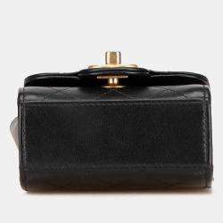 Pre Owned Chanel Black Mini Goatskin Chic Pearls Clutch On Chain