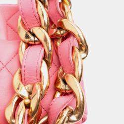 Pre Owned Chanel Pink Mini Quilted Lambskin Funky Town Flap