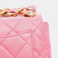 Pre Owned Chanel Pink Mini Quilted Lambskin Funky Town Flap