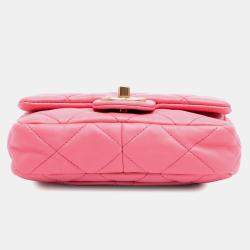Pre Owned Chanel Pink Mini Quilted Lambskin Funky Town Flap