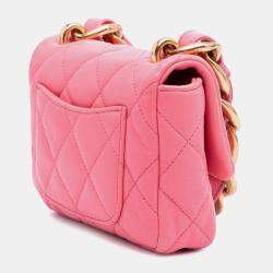 Pre Owned Chanel Pink Mini Quilted Lambskin Funky Town Flap