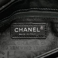 Pre Owned Chanel Black Choco Bar Calfskin No. 5 Camellia CC Shoulder Bag