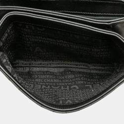 Pre Owned Chanel Black Choco Bar Calfskin No. 5 Camellia CC Shoulder Bag