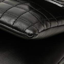 Pre Owned Chanel Black Choco Bar Calfskin No. 5 Camellia CC Shoulder Bag