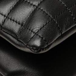 Pre Owned Chanel Black Choco Bar Calfskin No. 5 Camellia CC Shoulder Bag