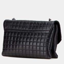 Pre Owned Chanel Black Choco Bar Calfskin No. 5 Camellia CC Shoulder Bag
