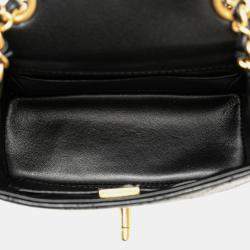Pre Owned Chanel Black Mini Square Classic Goatskin Retro Flap