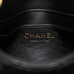 Pre Owned Chanel Black Mini Square Classic Goatskin Retro Flap