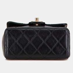 Pre Owned Chanel Black Mini Square Classic Goatskin Retro Flap