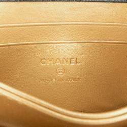 Pre Owned Chanel Black Quilted Calfskin Strass Card Holder On Chain