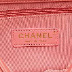 Pre Owned Chanel Pink Quilted Calfskin Straight Lined Flap Bag