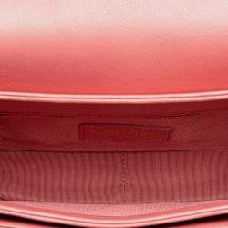 Pre Owned Chanel Pink Quilted Calfskin Straight Lined Flap Bag