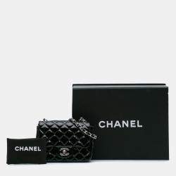 Pre Owned Chanel Black Mini Square Classic Patent Single Flap