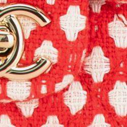 Pre Owned Chanel Red Jumbo Tweed Double Flap