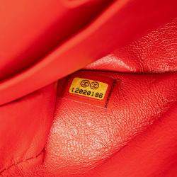 Pre Owned Chanel Red Jumbo Tweed Double Flap