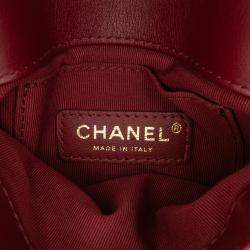 Pre Owned Chanel Red Quilted Calfskin Pearl Jewel Chain Flap