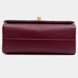 Pre Owned Chanel Red Quilted Calfskin Pearl Jewel Chain Flap