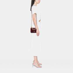 Pre Owned Chanel Red Quilted Calfskin Pearl Jewel Chain Flap