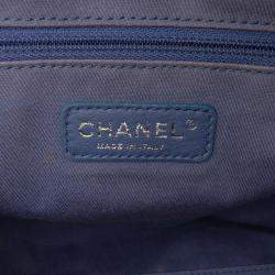 Pre Owned Chanel Blue Large Denim Deauville Bowling Bag