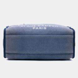 Pre Owned Chanel Blue Large Denim Deauville Bowling Bag