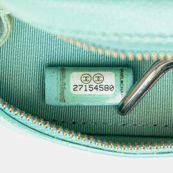 Pre Owned Chanel Green CC Quilted Caviar Zip Phone Case