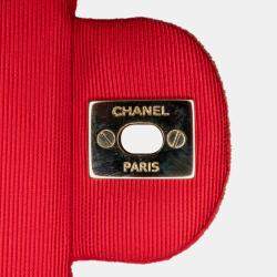 Pre Owned Chanel Red Medium Classic Velvet Double Flap