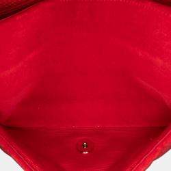 Pre Owned Chanel Red Medium Classic Velvet Double Flap