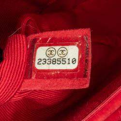 Pre Owned Chanel Red Medium Classic Velvet Double Flap