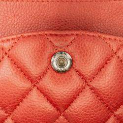 Pre Owned Chanel Orange Medium Classic Caviar Double Flap