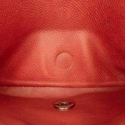 Pre Owned Chanel Orange Medium Classic Caviar Double Flap