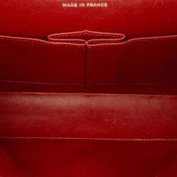 Pre Owned Chanel Orange Medium Classic Caviar Double Flap
