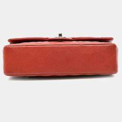 Pre Owned Chanel Orange Medium Classic Caviar Double Flap