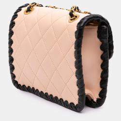 Pre Owned Chanel Black/Pink Mini Calfskin Braided My Own Frame Flap Bag