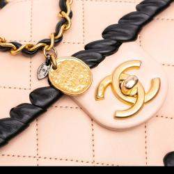 Pre Owned Chanel Black/Pink Mini Calfskin Braided My Own Frame Flap Bag
