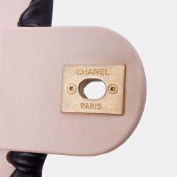 Pre Owned Chanel Black/Pink Mini Calfskin Braided My Own Frame Flap Bag