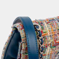 Pre Owned Chanel Multicolor Mini Quilted Tweed Beauty Lock Flap
