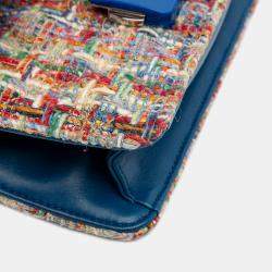 Pre Owned Chanel Multicolor Mini Quilted Tweed Beauty Lock Flap