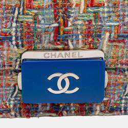 Pre Owned Chanel Multicolor Mini Quilted Tweed Beauty Lock Flap