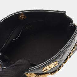 Pre Owned Chanel Black Quilted Lambskin Leo Shoulder Bag