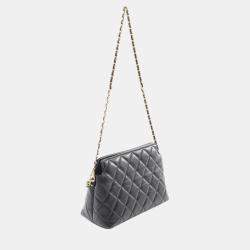 Pre Owned Chanel Black Quilted Lambskin Leo Shoulder Bag